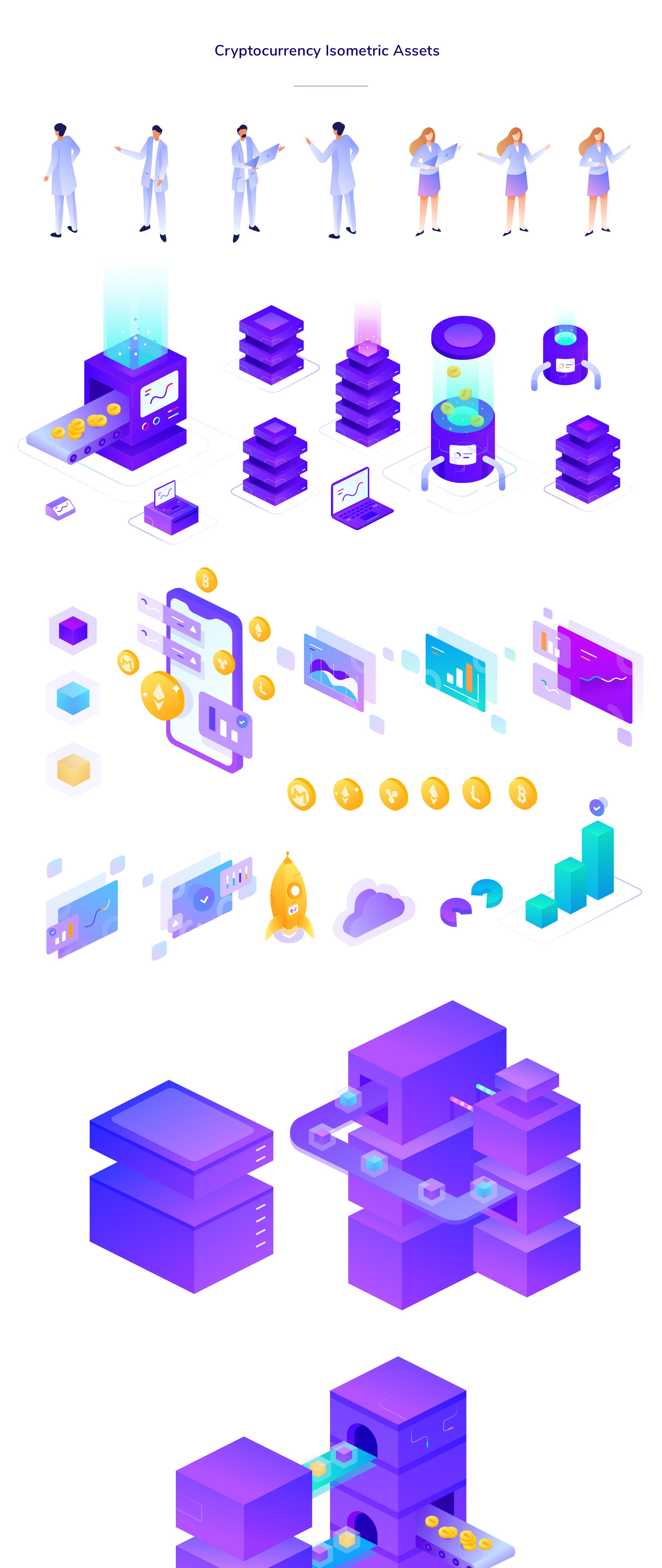 2.5D金融货币区块链加密货币技术相关概念插画素材 Cryptocurrency Business Isometric Kit Vol 02_img_2