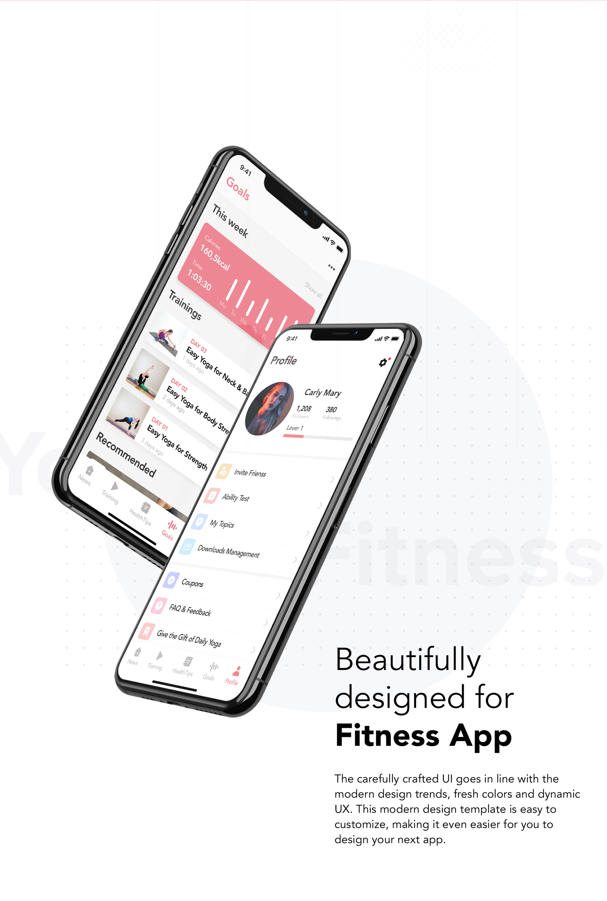 瑜伽健身应用程序APP界面设计UI套件 Yoga Fitness Mobile App UI Kit_img_2