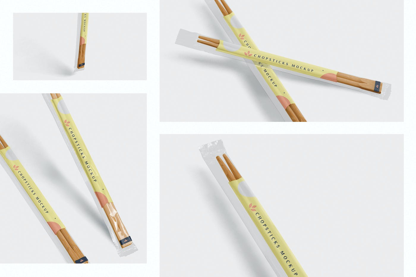 筷子包装袋设计展示样机模板 Chopsticks Mockup In Transparent Packaging_img_2