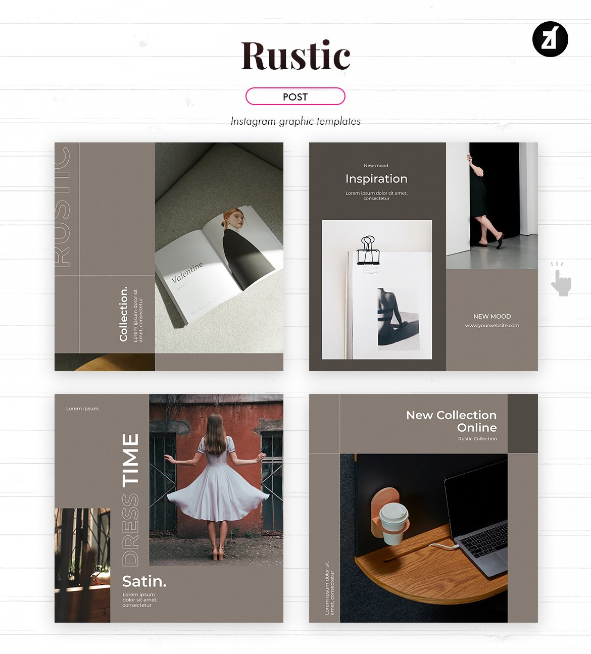 质朴设计作品集推广新媒体海报模板 Rustic Social Media Graphic Templates_img_2