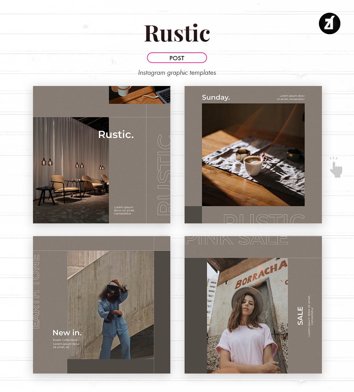 质朴设计作品集推广新媒体海报模板 Rustic Social Media Graphic Templates_img_2