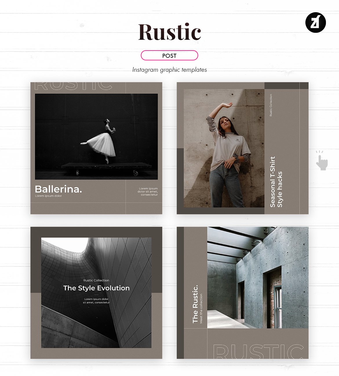 质朴设计作品集推广新媒体海报模板 Rustic Social Media Graphic Templates_img_2