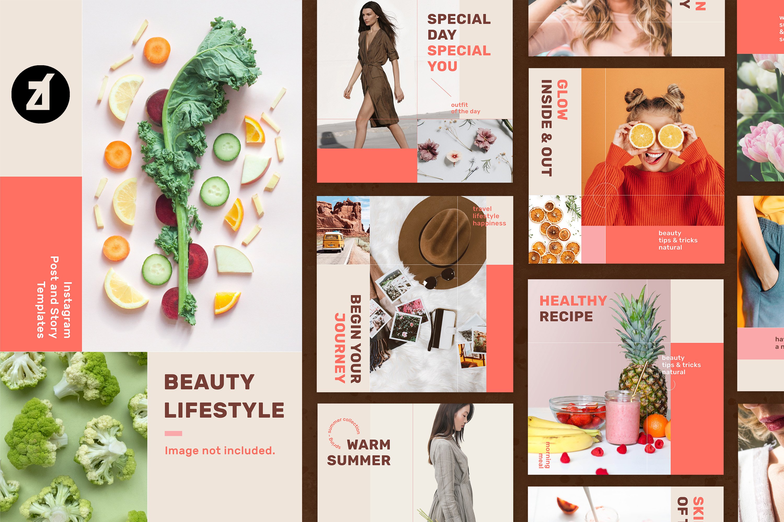 美容生活新媒体推广海报PSD模板 Beauty Lifestyle Social Media Graphic Templates_img_2