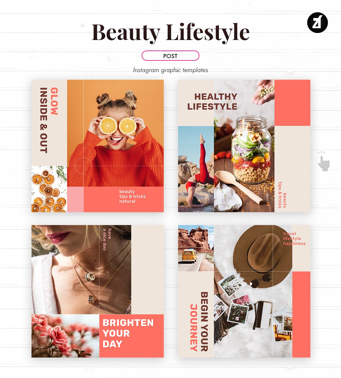 美容生活新媒体推广海报PSD模板 Beauty Lifestyle Social Media Graphic Templates_img_2