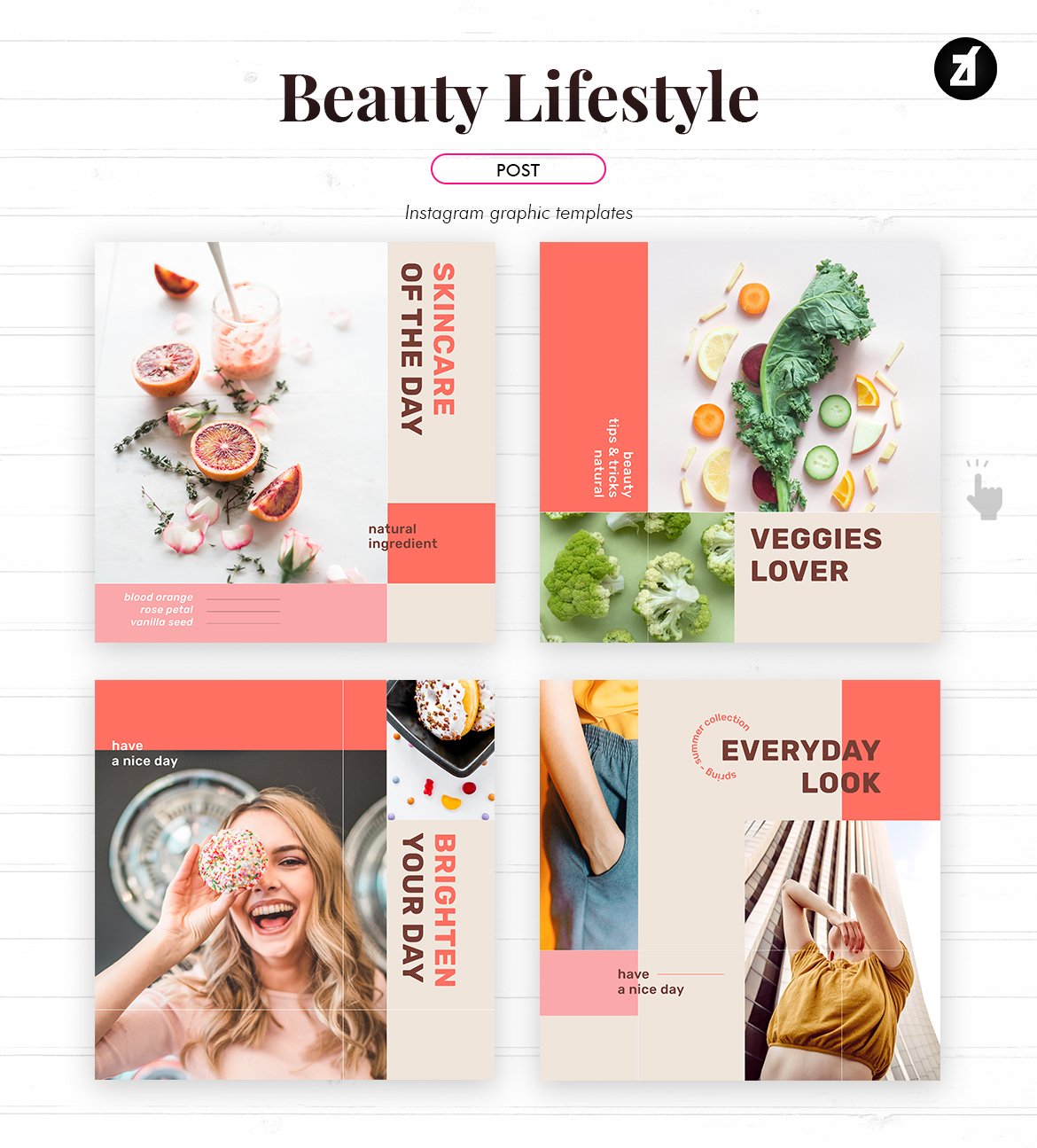 美容生活新媒体推广海报PSD模板 Beauty Lifestyle Social Media Graphic Templates_img_2