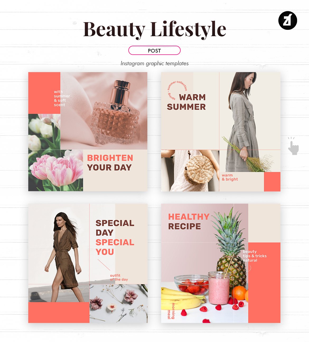 美容生活新媒体推广海报PSD模板 Beauty Lifestyle Social Media Graphic Templates_img_2