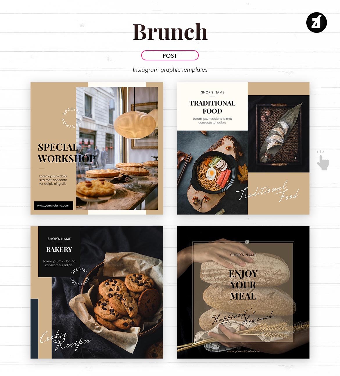 食物美食品牌推广新媒体海报PSD模板 Brunch Social Media Graphic Templates_img_2