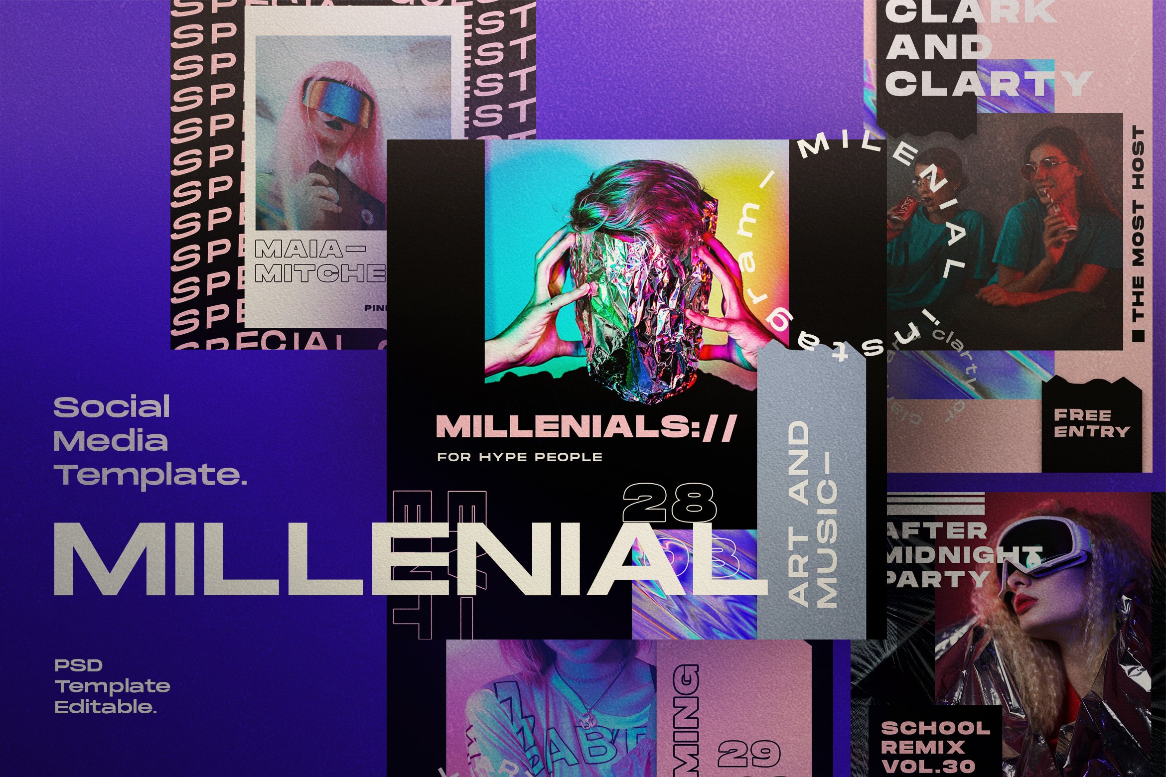 时尚潮流服装品牌推广新媒体海报设计模板 MILLENIAL - Social Media Template_img_2