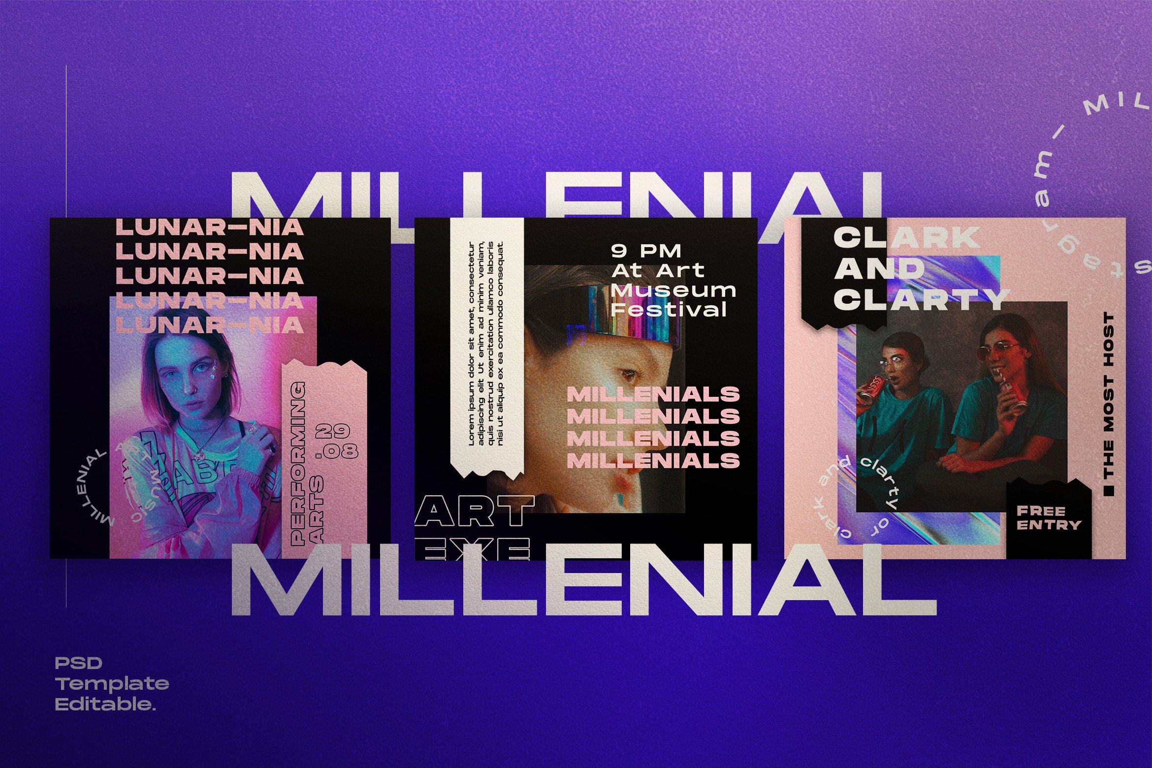 时尚潮流服装品牌推广新媒体海报设计模板 MILLENIAL - Social Media Template_img_2