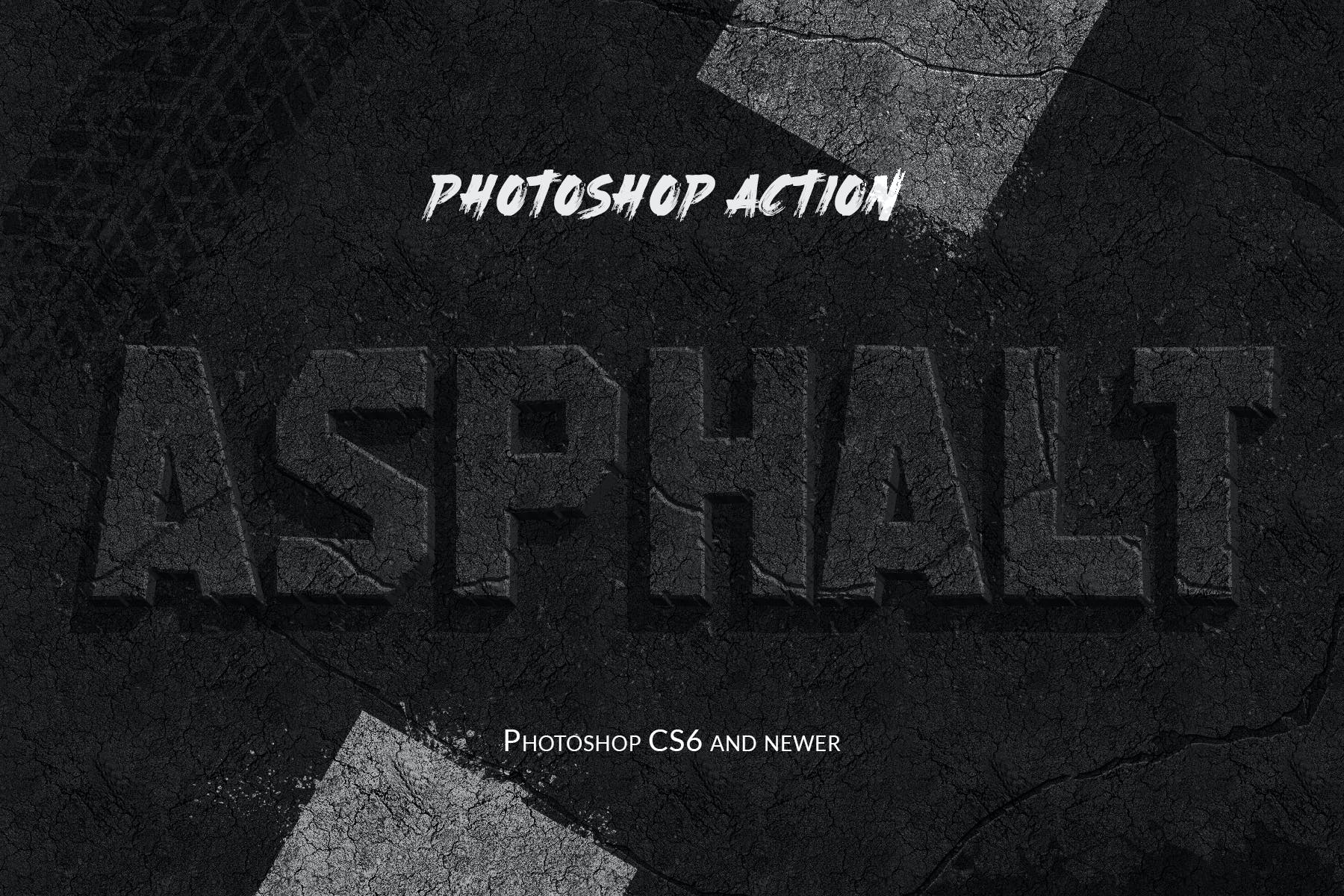 地面沥青石头文字处理效果PS动作 Asphalt - Photoshop Action_img_2