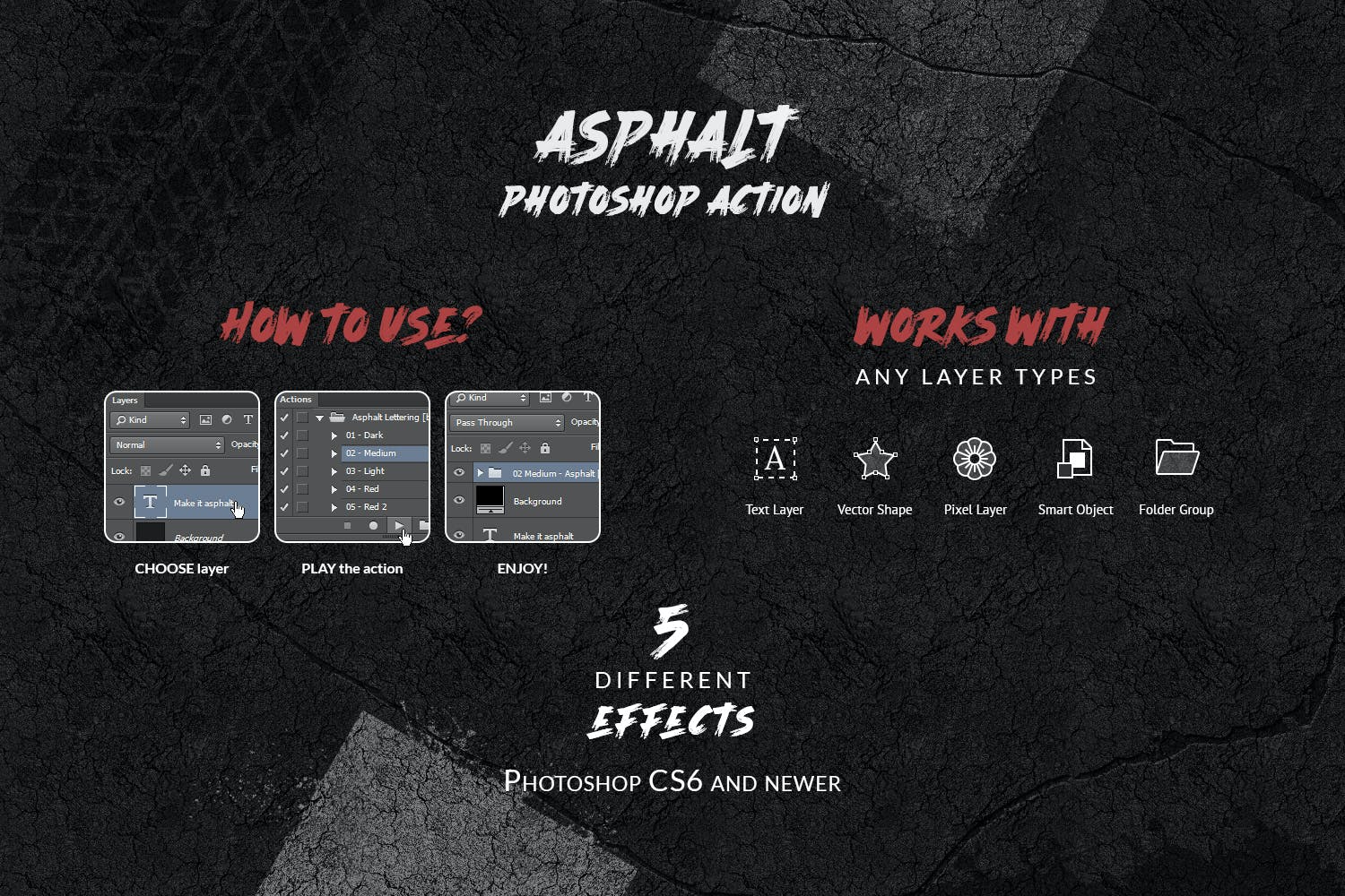 地面沥青石头文字处理效果PS动作 Asphalt - Photoshop Action_img_2