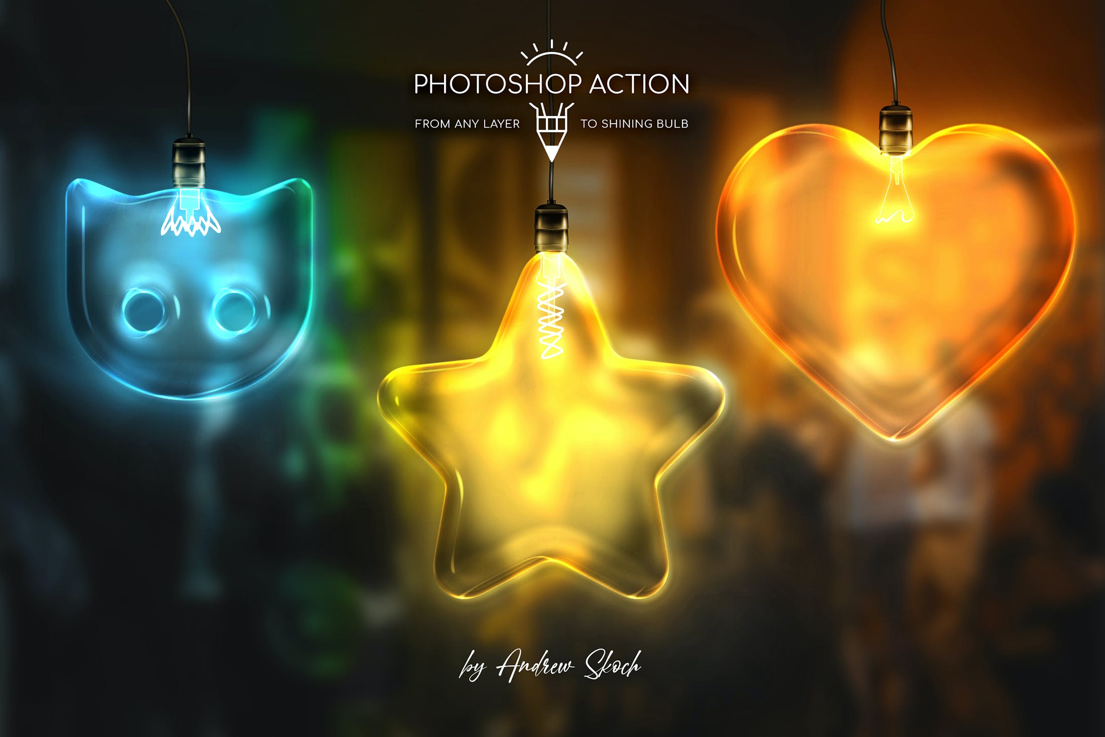 炫酷发光灯泡效果文字徽标设计处理PS动作 Light Bulb - Photoshop Action_img_2