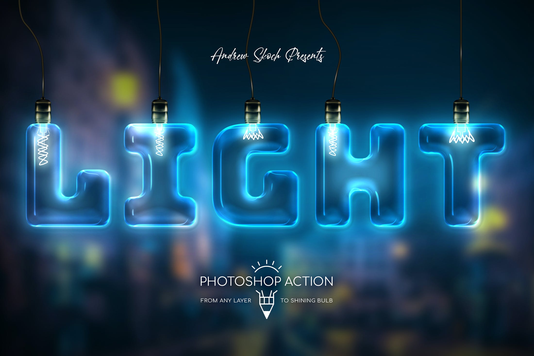 炫酷发光灯泡效果文字徽标设计处理PS动作 Light Bulb - Photoshop Action_img_2