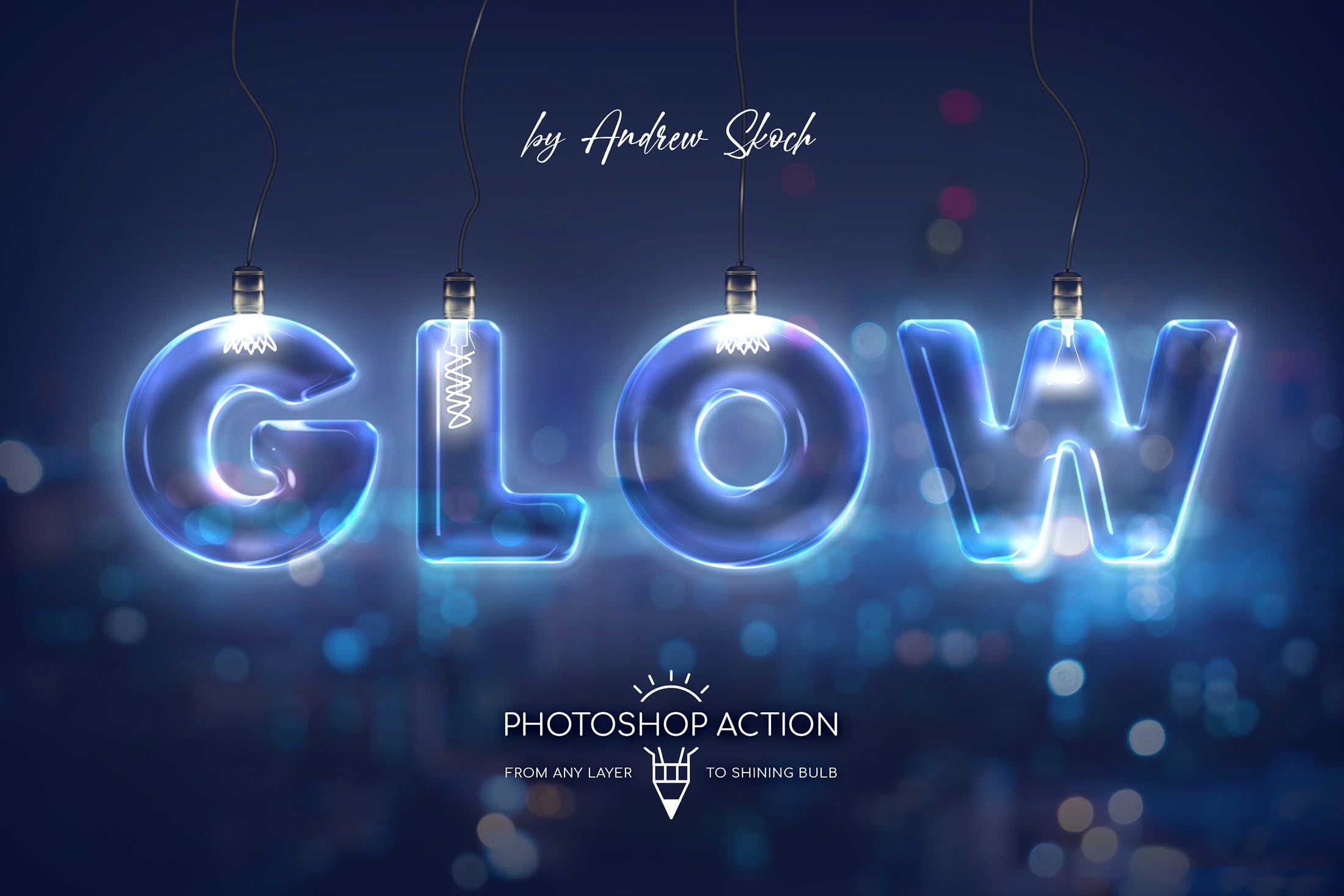 炫酷发光灯泡效果文字徽标设计处理PS动作 Light Bulb - Photoshop Action_img_2