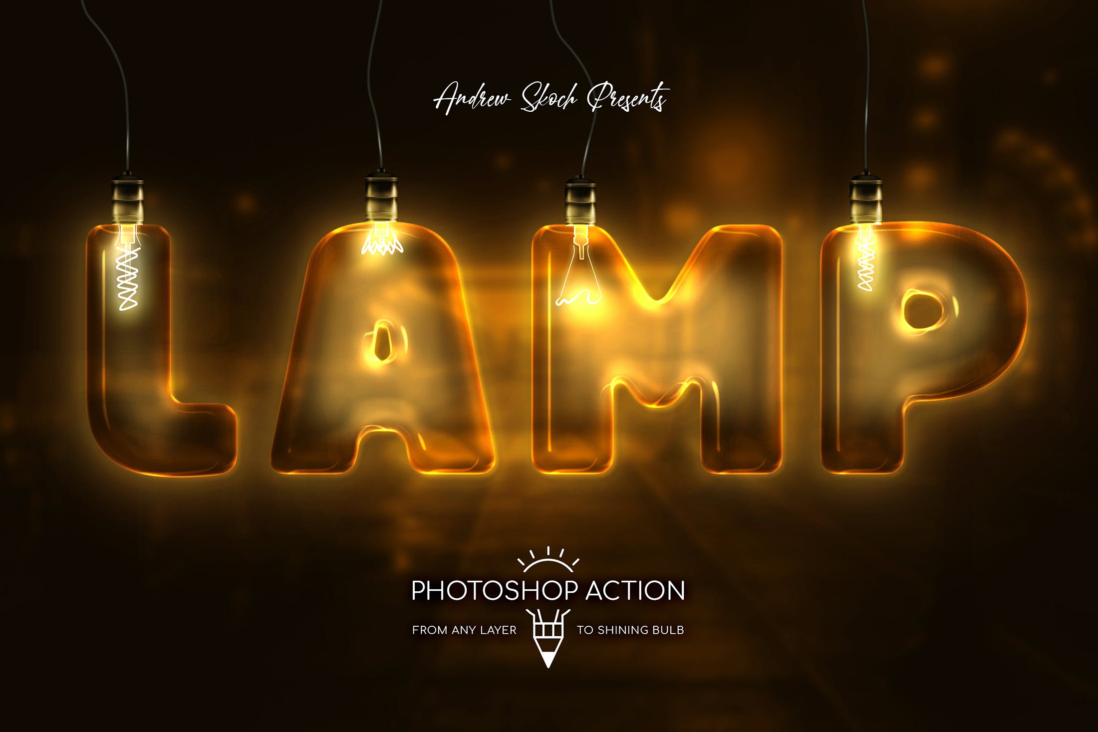 炫酷发光灯泡效果文字徽标设计处理PS动作 Light Bulb - Photoshop Action_img_2