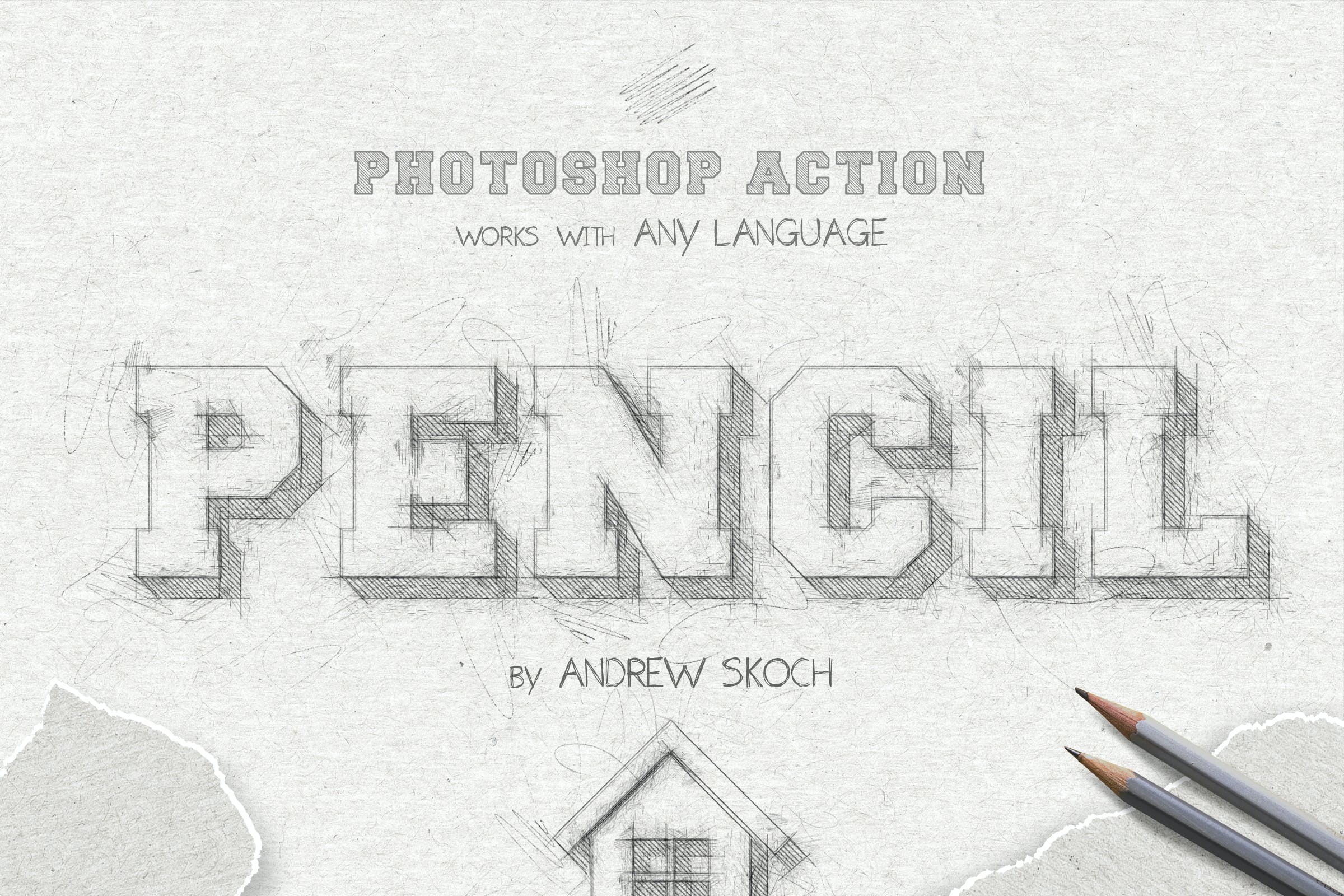 4种文字铅笔素描处理效果PS动作 Pencil Sketch - Photoshop Action_img_2