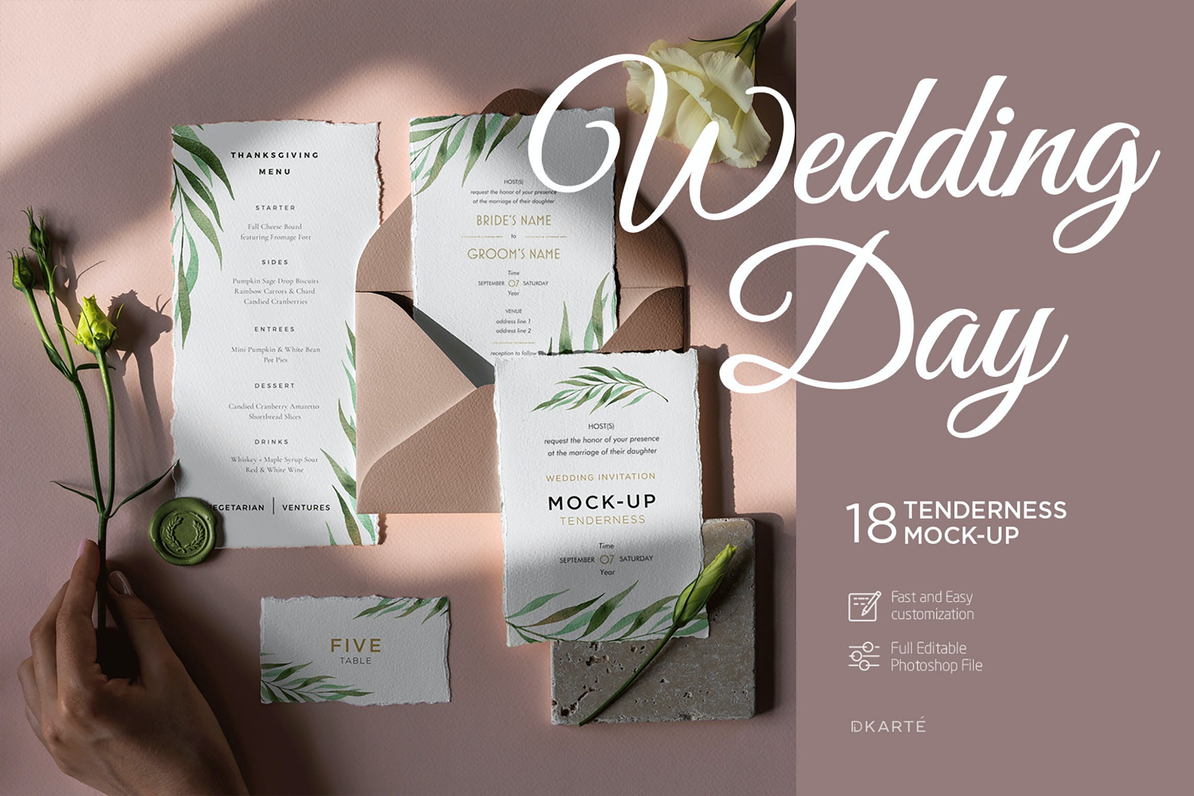 18款婚礼邀请卡设计展示PSD样机模板 Wedding Day Mockup Tenderness_img_2