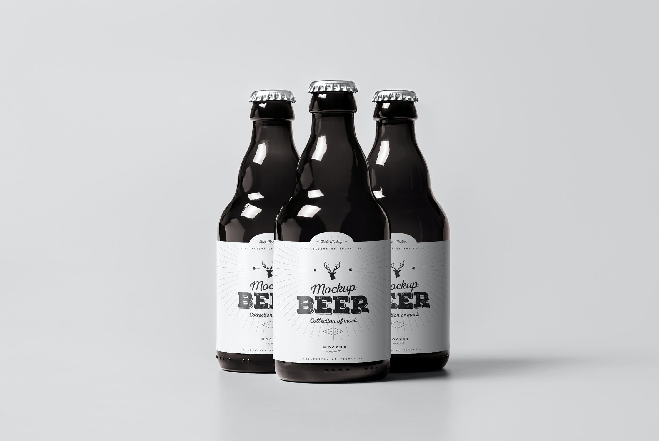 啤酒玻璃瓶标签设计样机模板 Beer Mockup 2_img_2