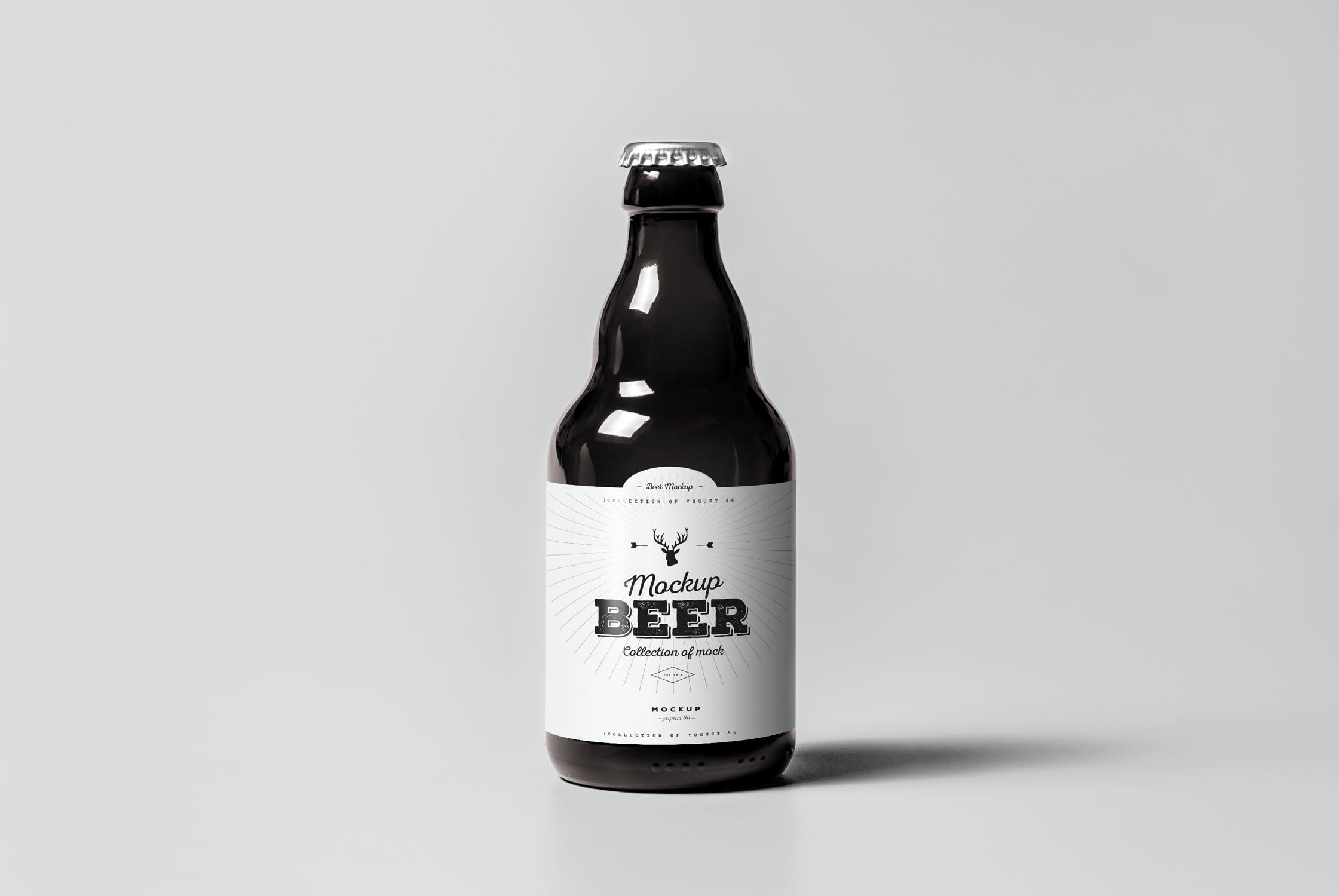 啤酒玻璃瓶标签设计样机模板 Beer Mockup 2_img_2