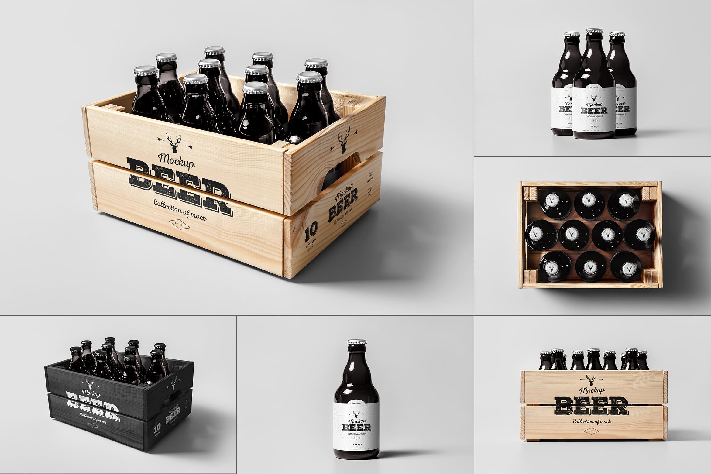 啤酒玻璃瓶标签设计样机模板 Beer Mockup 2_img_2