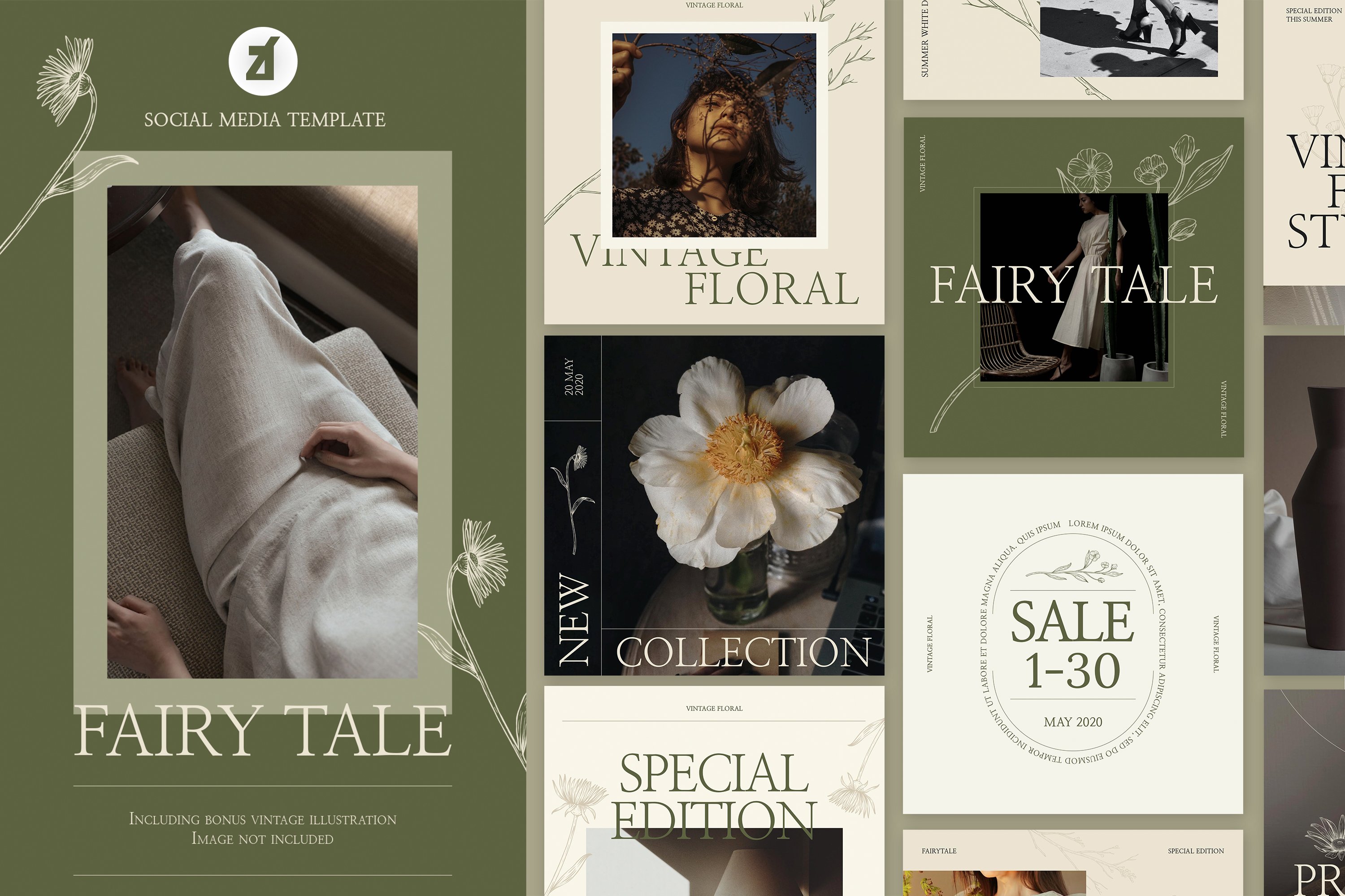 梦幻服装品牌推广新媒体海报PSD模板 Fairy Tales Social Media Template_img_2