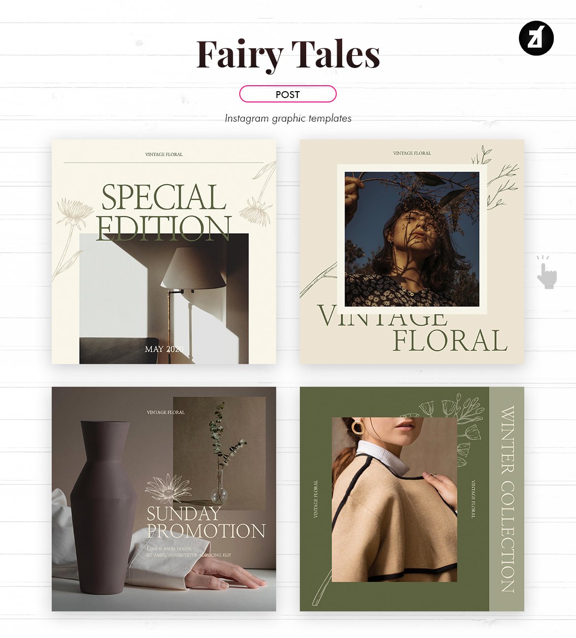 梦幻服装品牌推广新媒体海报PSD模板 Fairy Tales Social Media Template_img_2