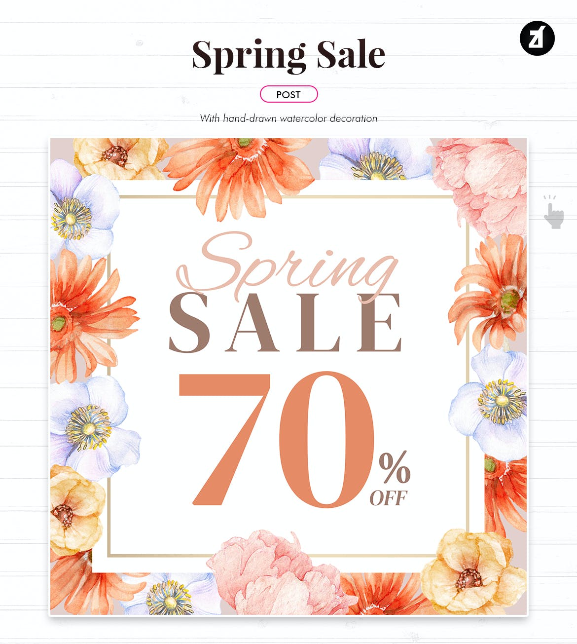 时尚花卉插画元素新媒体推广海报模板 Spring Sale - Social Media Advertising_img_2