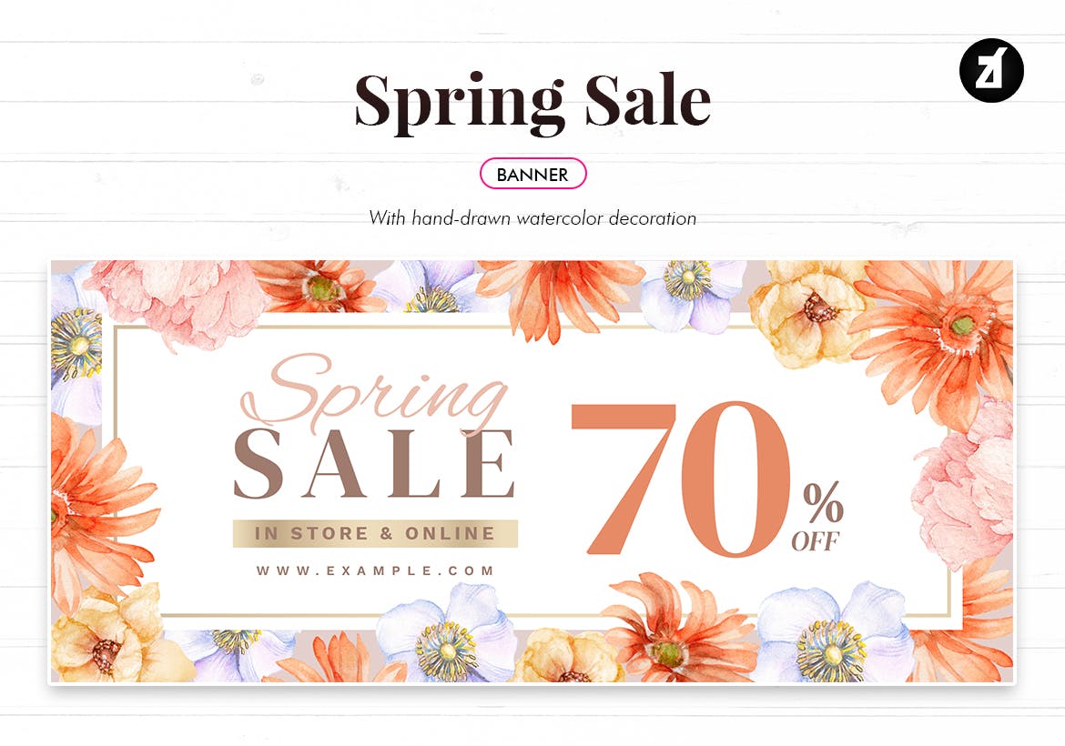 时尚花卉插画元素新媒体推广海报模板 Spring Sale - Social Media Advertising_img_2