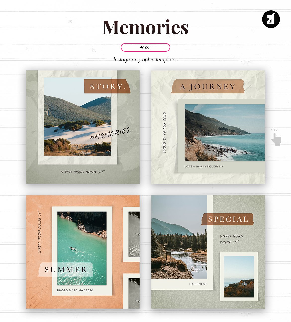 潮流摄影作品集新媒体推广海报模板 Memories Social Media Graphic Templates_img_2