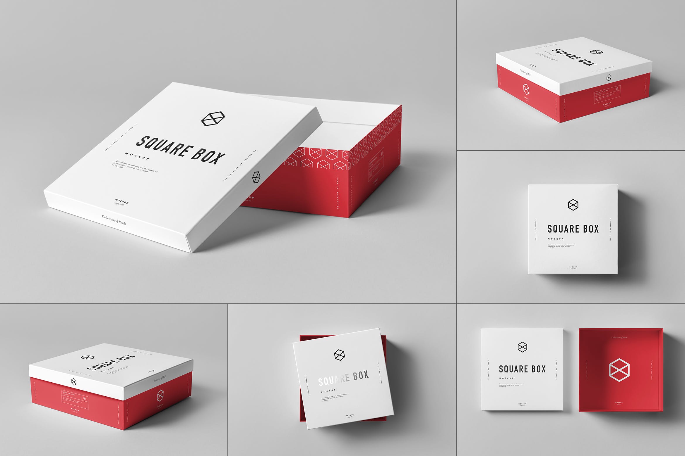 方形服装鞋盒纸盒设计样机模板 Square Shoe Box Mockup_img_2