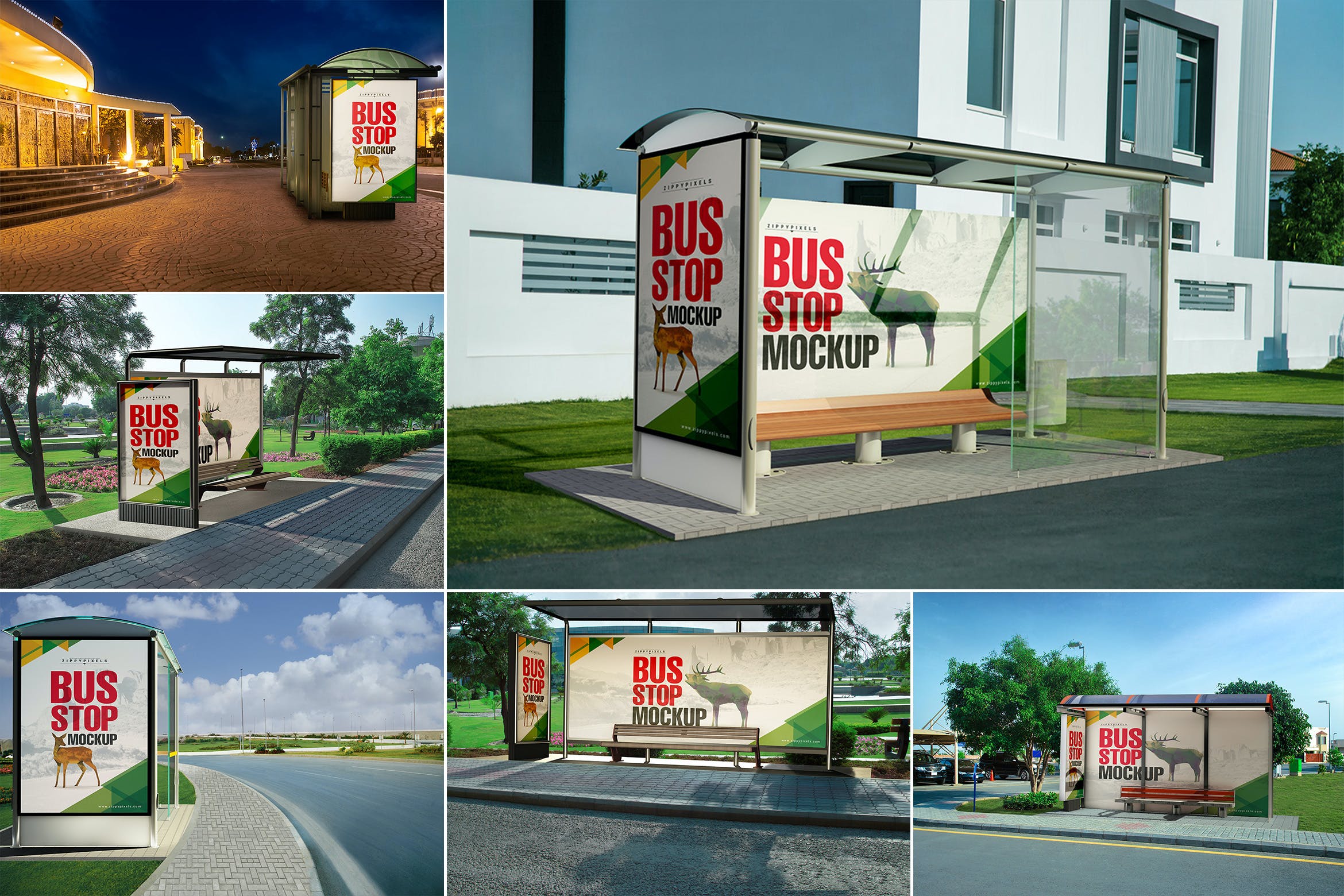 6款公交汽车站灯箱广告牌样机模板 Bus Stand Mockups_img_2