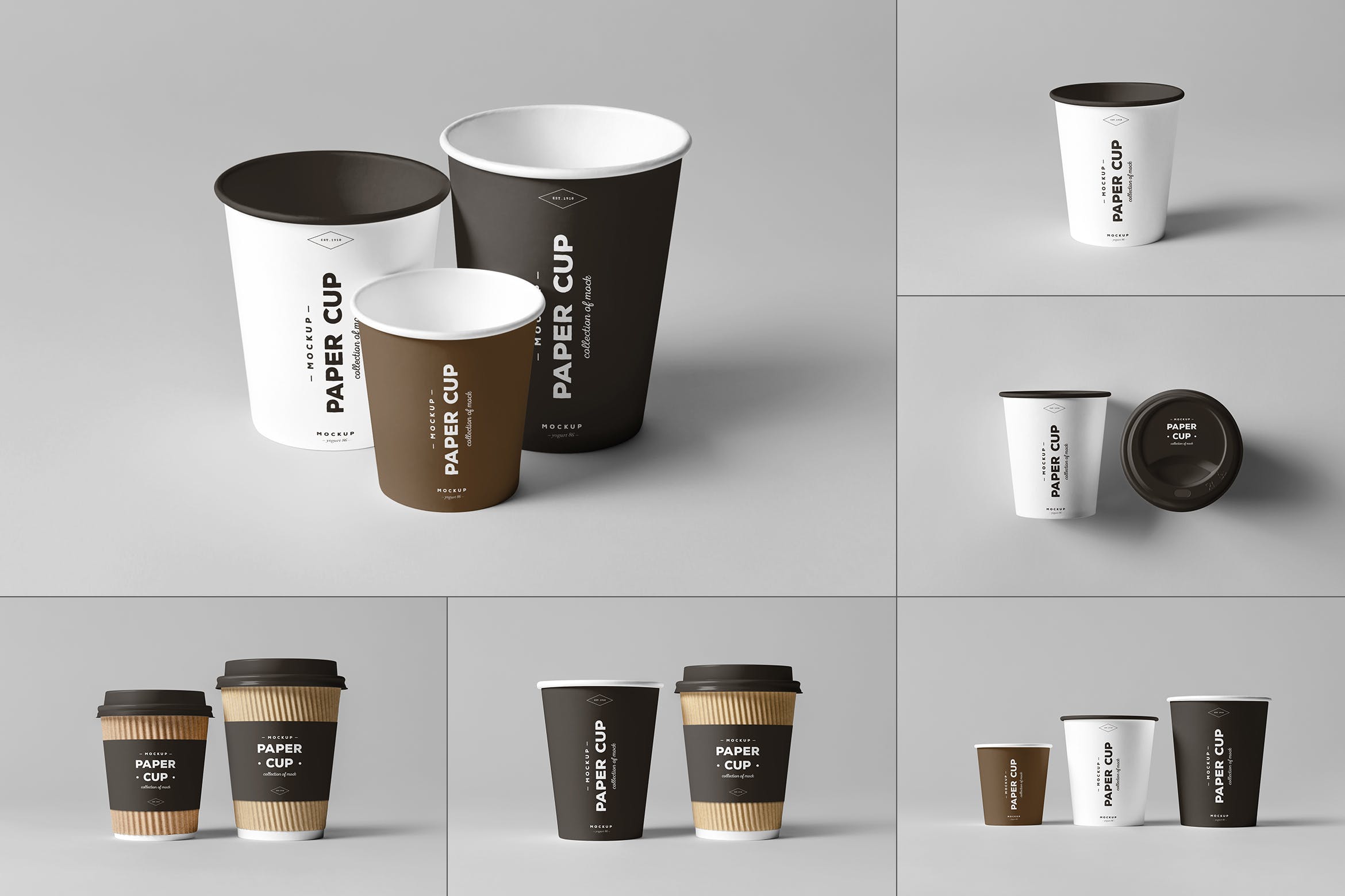 8款一次性咖啡纸杯样机模板 Paper Cups Mockup_img_2