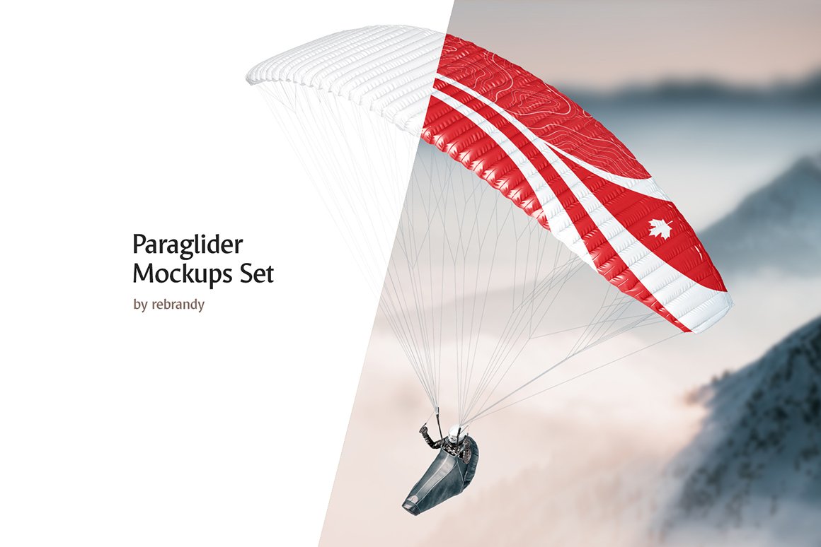 6款滑翔伞设计样机模板 Paraglider Mockups Set_img_2