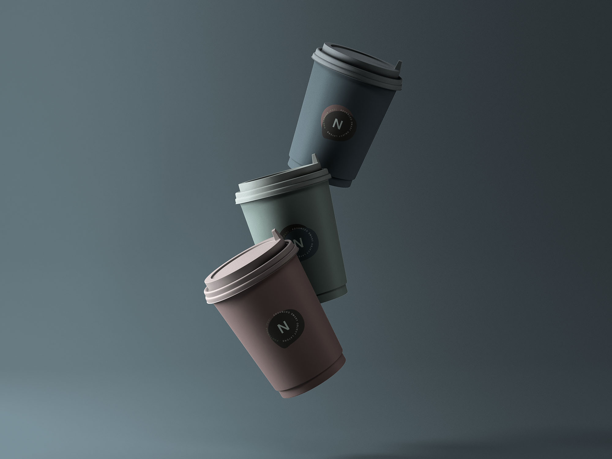 3个悬浮一次性咖啡纸杯样机模板 3 Coffee Cup Mockups_img_2