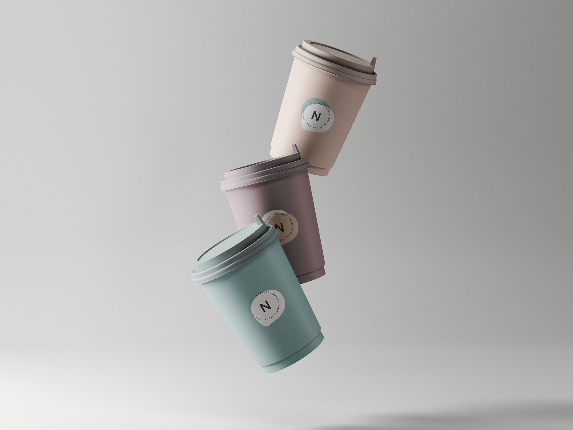 3个悬浮一次性咖啡纸杯样机模板 3 Coffee Cup Mockups_img_2