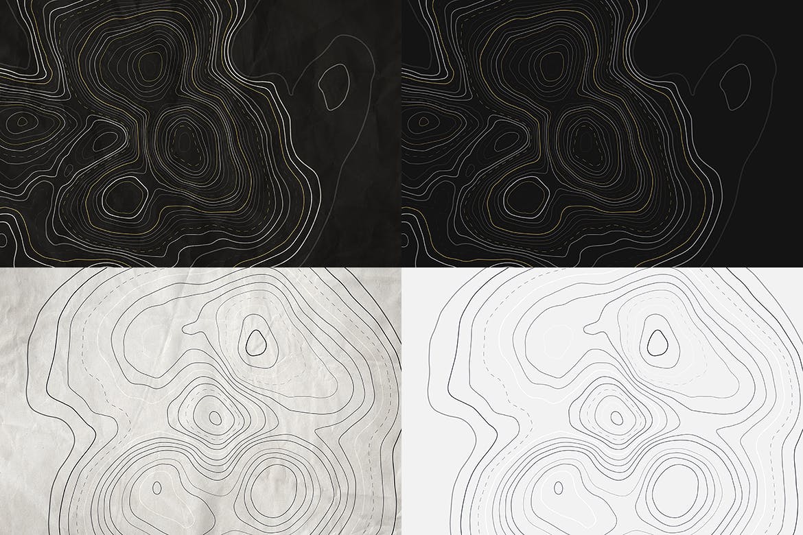 10款褶皱复古地图等高线矢量背景素材 Crumpled Topographic Map Backgrounds_img_2