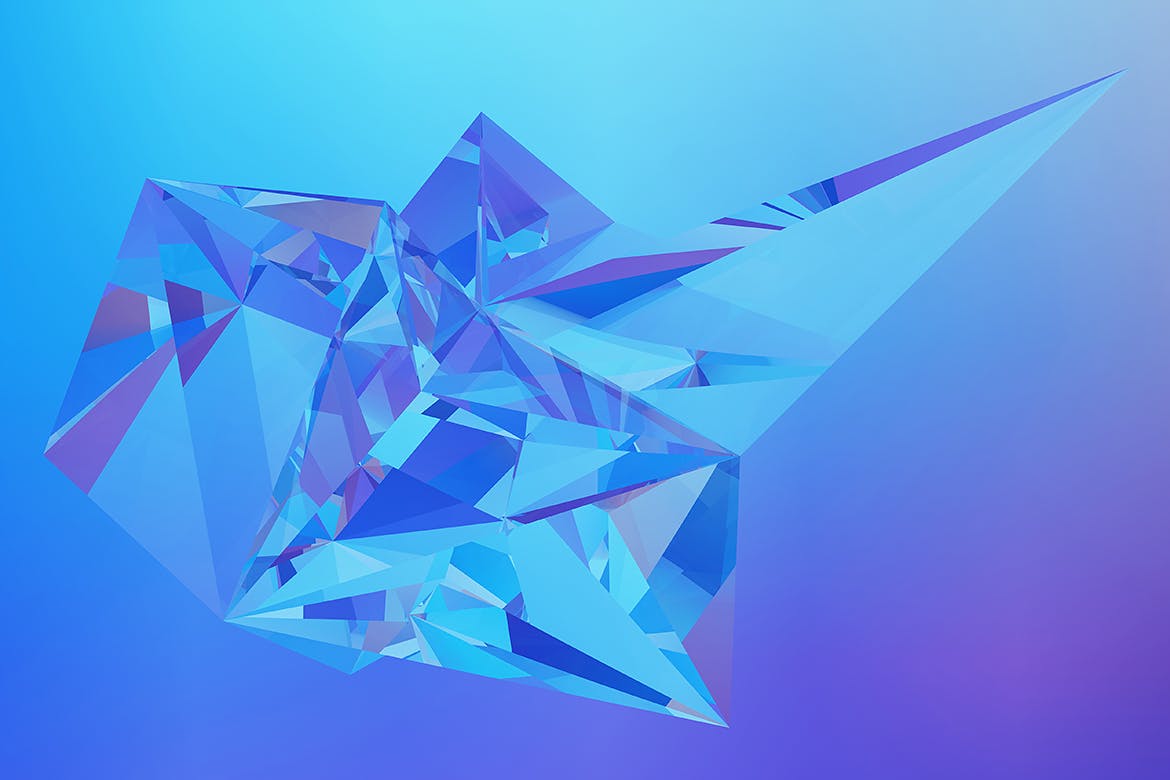 10款抽象多边形晶体背景纹理素材 Crystal Low Poly Refraction Backgrounds_img_2