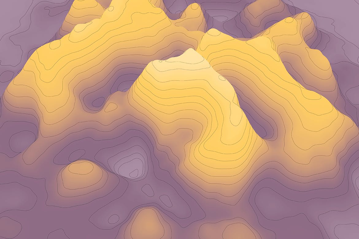 10款抽象等高线渐变山谷丘陵图片背景素材 Landscape Elevation Map Backgrounds_img_2