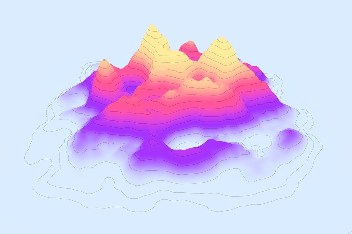 10款抽象等高线渐变山谷丘陵图片背景素材 Landscape Elevation Map Backgrounds_img_2