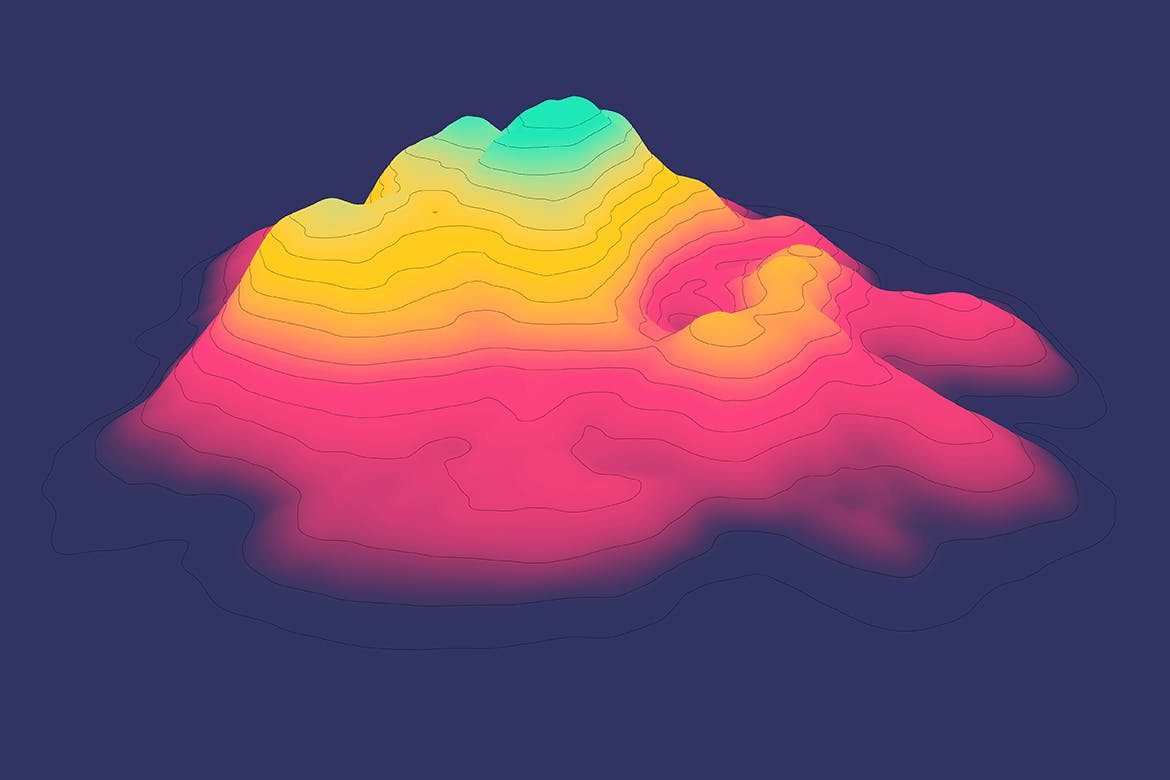 10款抽象等高线渐变山谷丘陵图片背景素材 Landscape Elevation Map Backgrounds_img_2