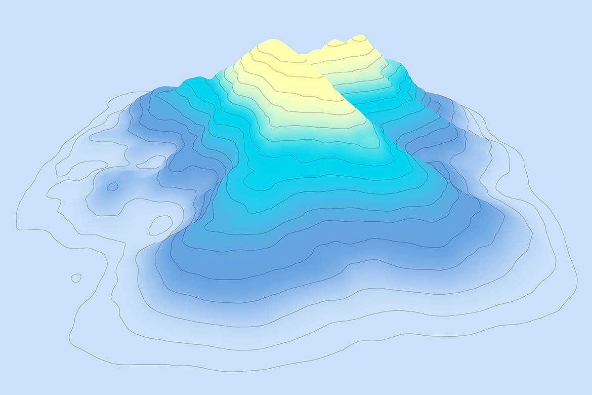 10款抽象等高线渐变山谷丘陵图片背景素材 Landscape Elevation Map Backgrounds_img_2