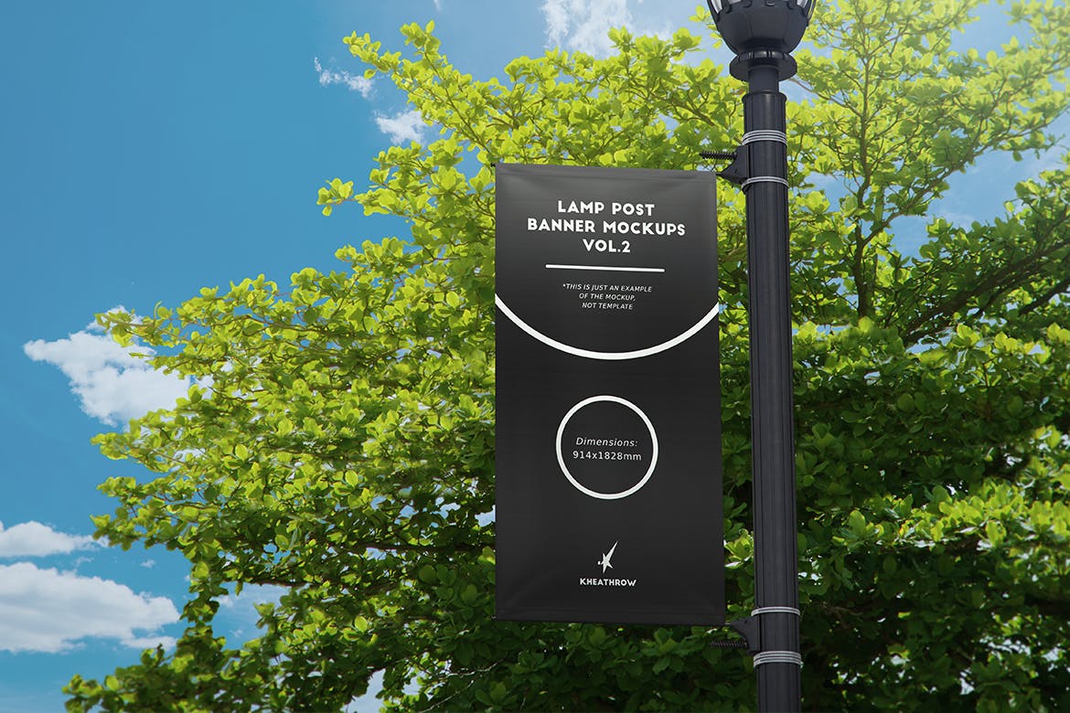 城市灯柱横幅条旗样机模板 City Lamp Post Banners Mockups_img_2