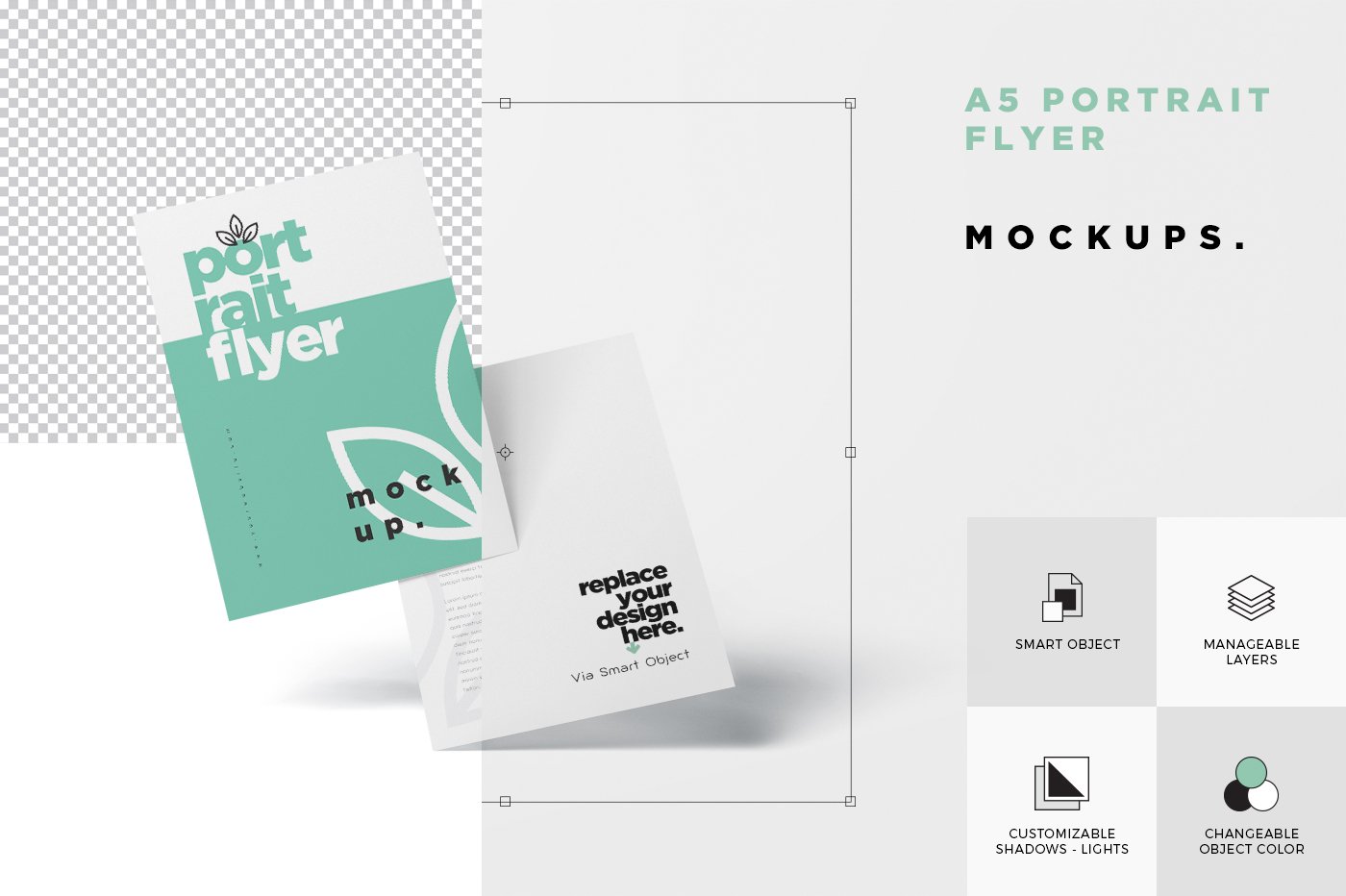 A5宣传单页海报设计样机模板 A5 Portrait Event Flyer Mockups_img_2