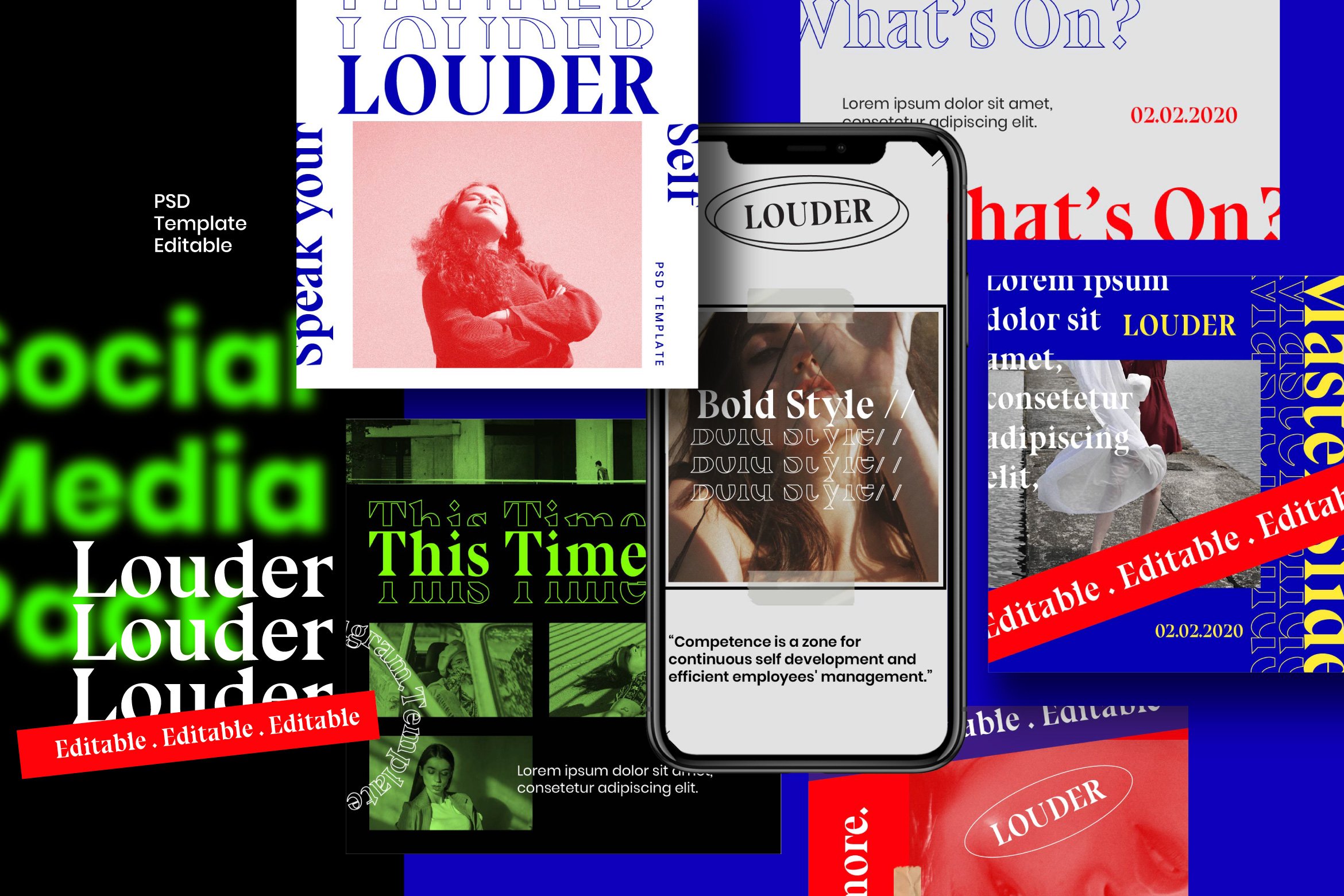 时尚潮流品牌推广新媒体海报模板 LOUDER - Urban Social Media Brand_img_2