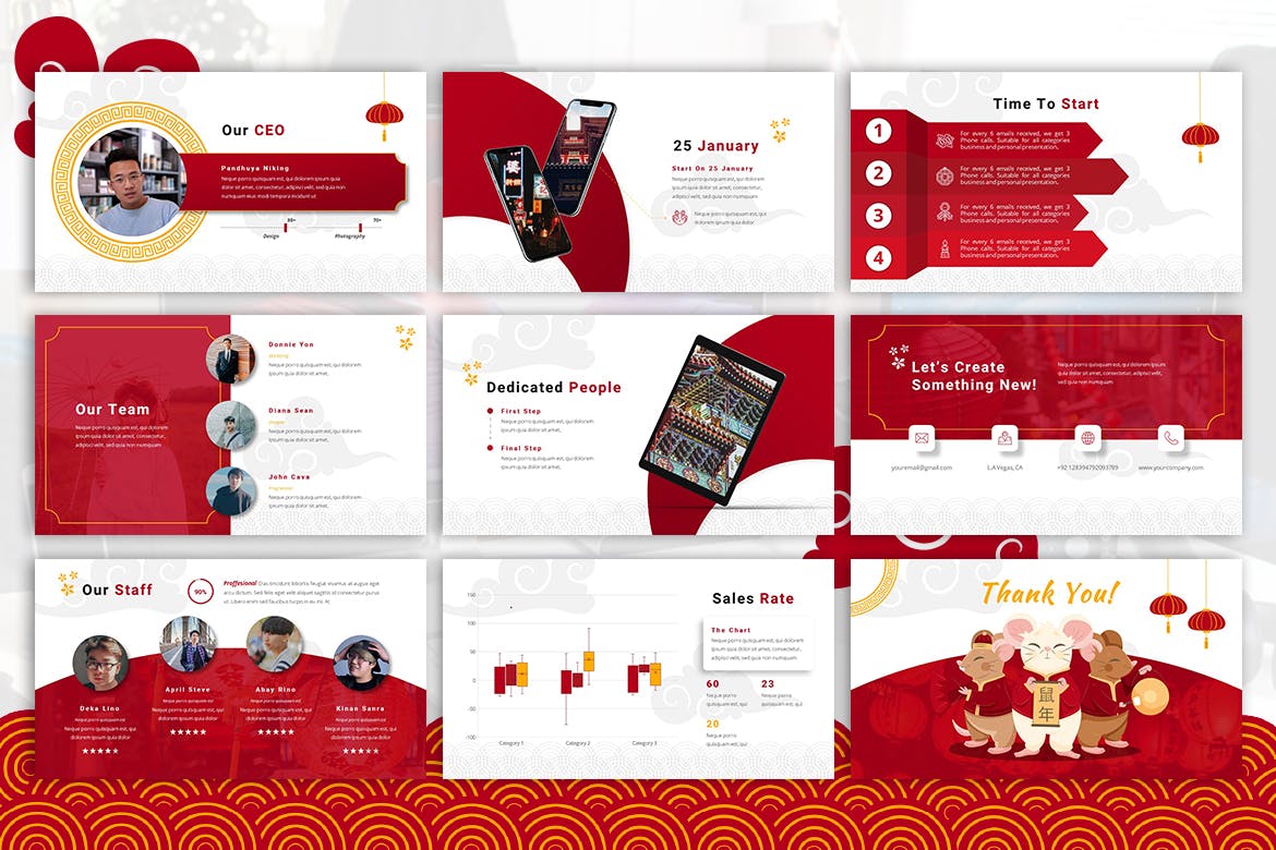 农历新年中国风演示文稿设计模板 Chinese New Year - Imlek Powerpoint Template_img_2