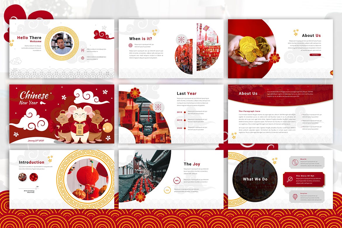 农历新年中国风演示文稿设计模板 Chinese New Year - Imlek Powerpoint Template_img_2