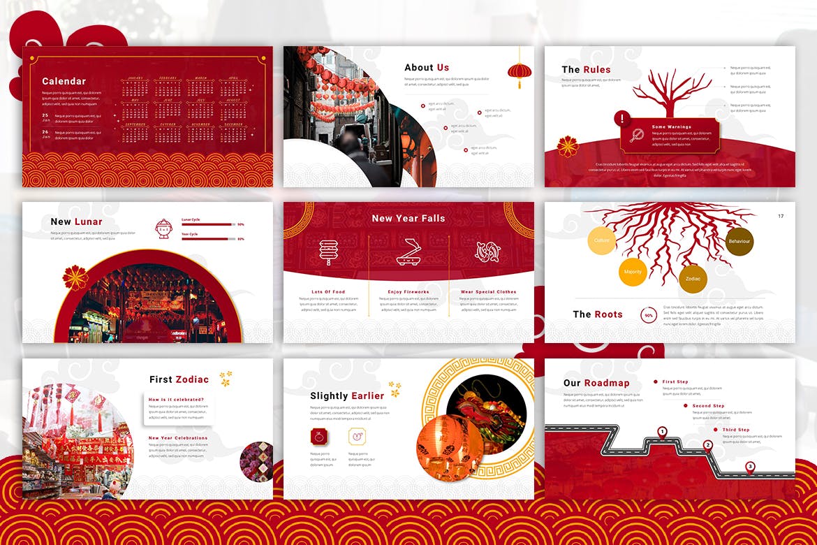 农历新年中国风演示文稿设计模板 Chinese New Year - Imlek Powerpoint Template_img_2