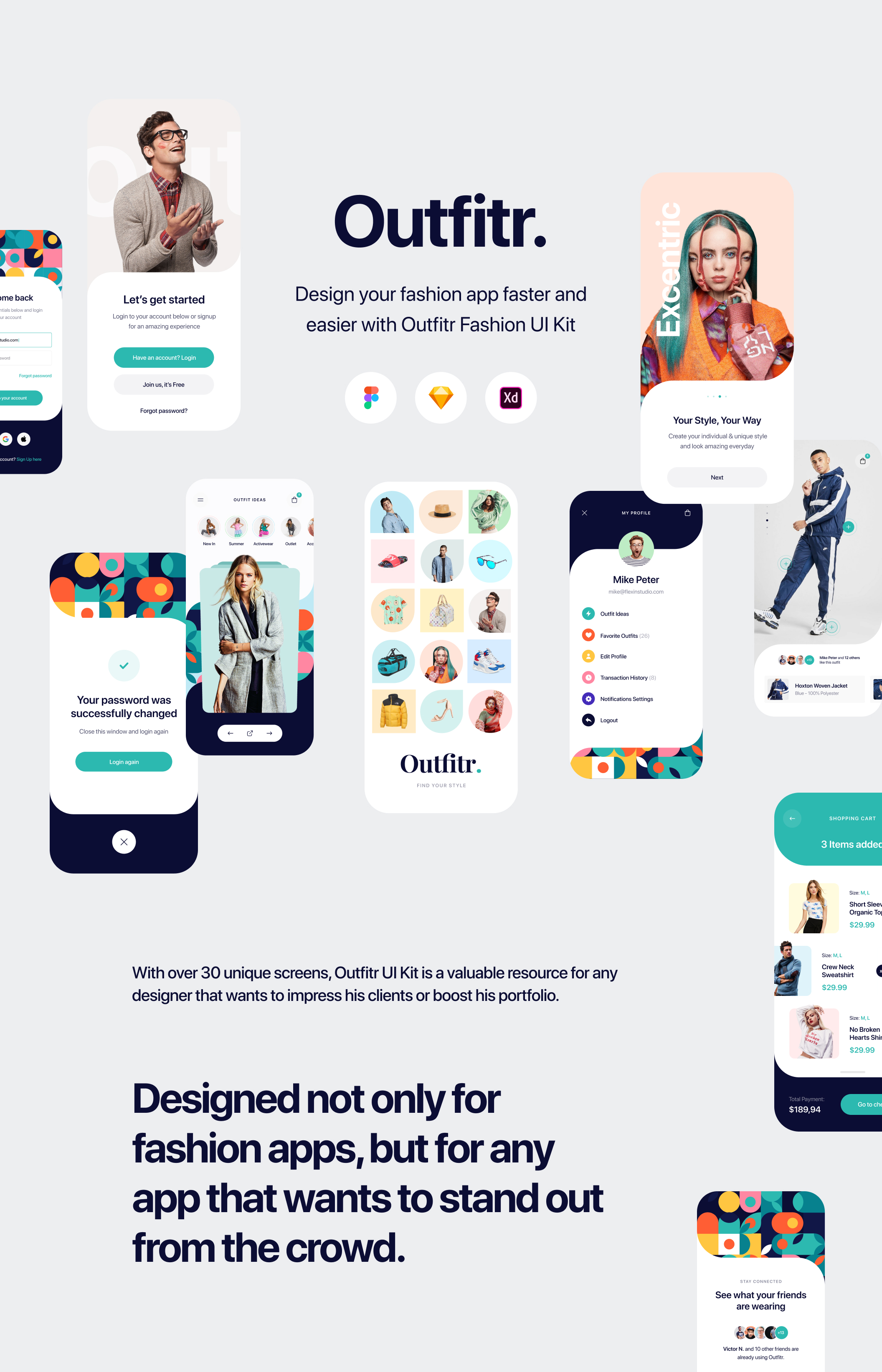 时尚潮流服装商城应用程序APP界面设计UI套件 Outfitr - Fashion UI Kit_img_2