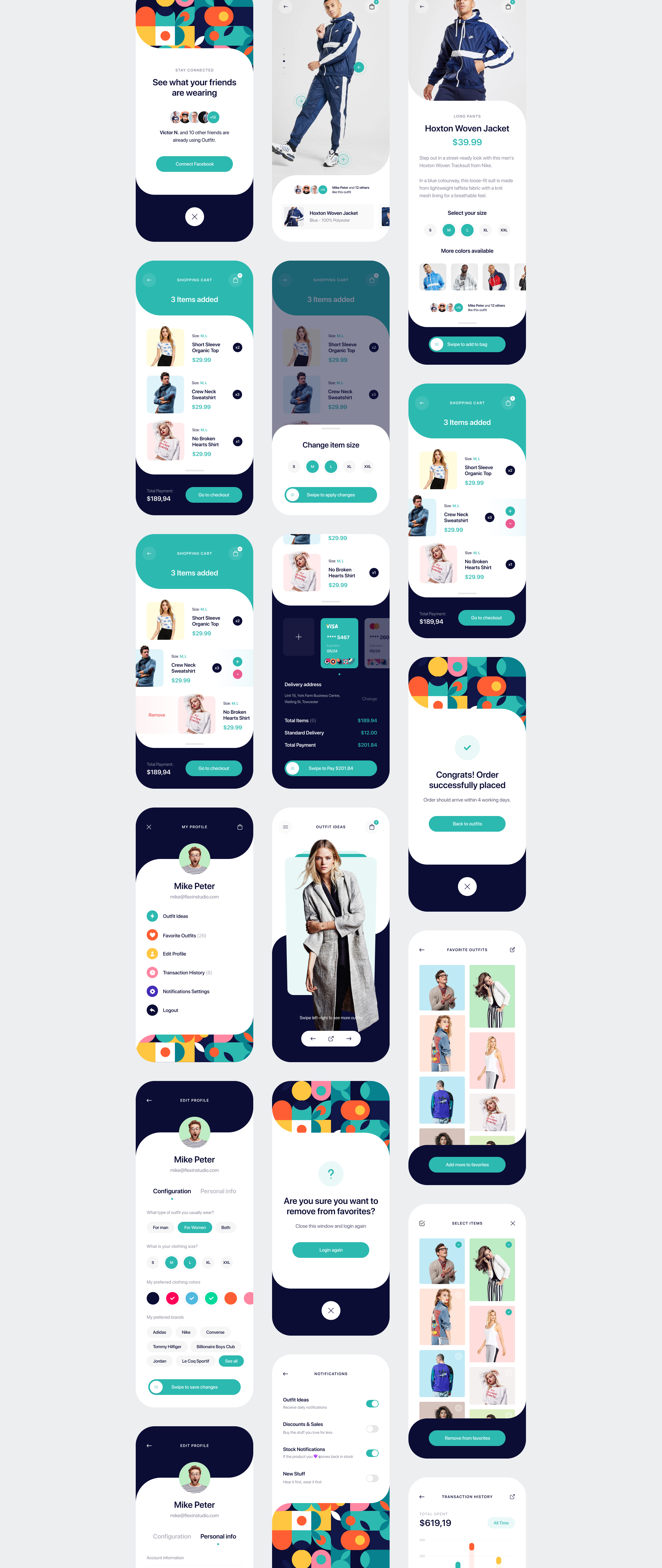 时尚潮流服装商城应用程序APP界面设计UI套件 Outfitr - Fashion UI Kit_img_2