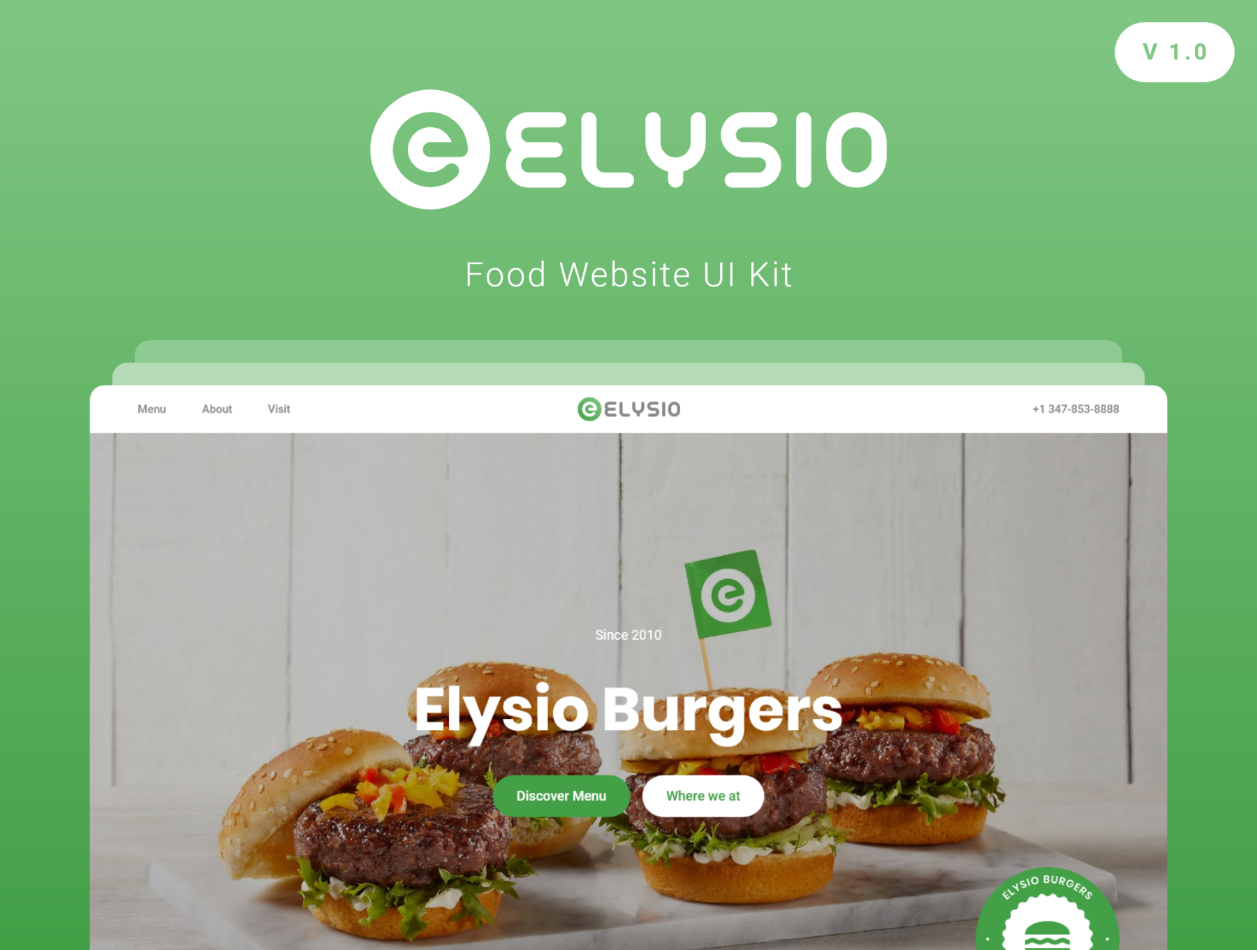 食品咖啡店餐饮网站WEB登陆页设计UI套件 Elysio - Food Web UI Kit_img_2